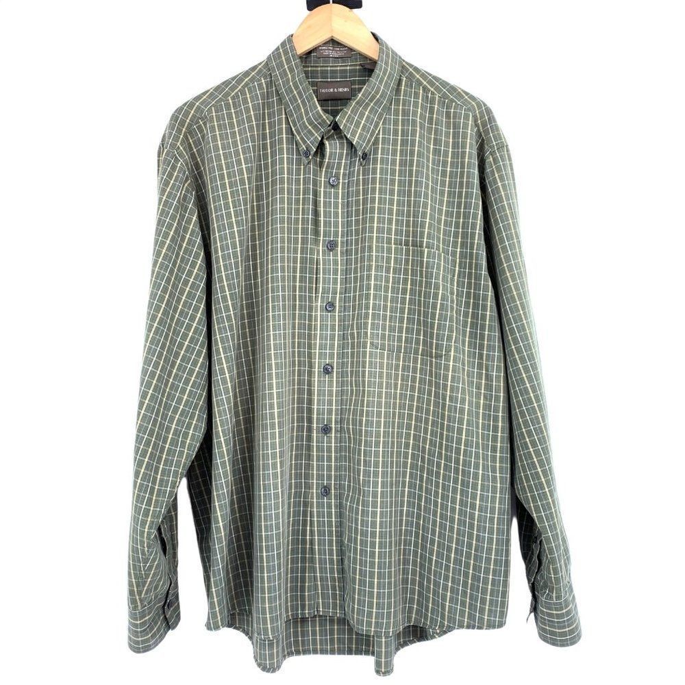 Men’s Taylor & Henry plaid shirt button up casual size XXL 1895